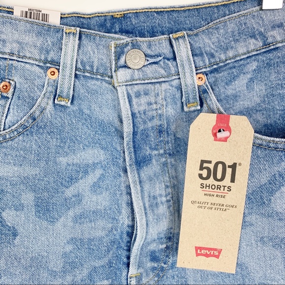 LEVI’S 501 High Rise Camo Denim Shorts NWT New - Picture 6 of 11